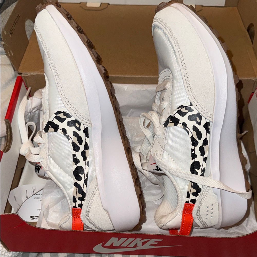 Nike White Sneakers with Leopard and Red Accents - Picture 6 of 6